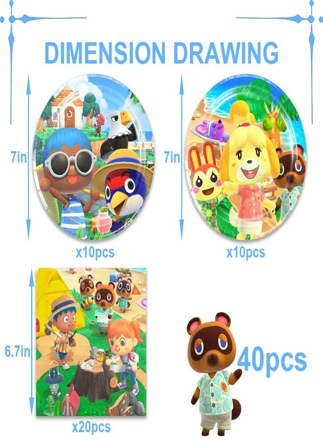 MUSNOW 40Pack Animal-Crossing Party Supplies include 20 plates, 20 napkins for the Animal-Crossing Party Decoration - Image 2