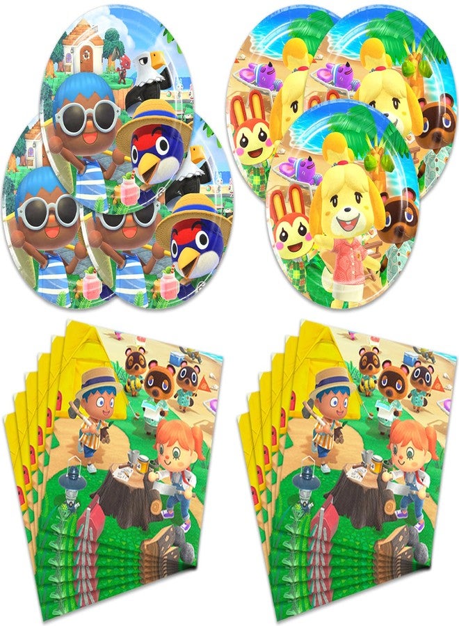 MUSNOW 40Pack Animal-Crossing Party Supplies include 20 plates, 20 napkins for the Animal-Crossing Party Decoration - Image 1