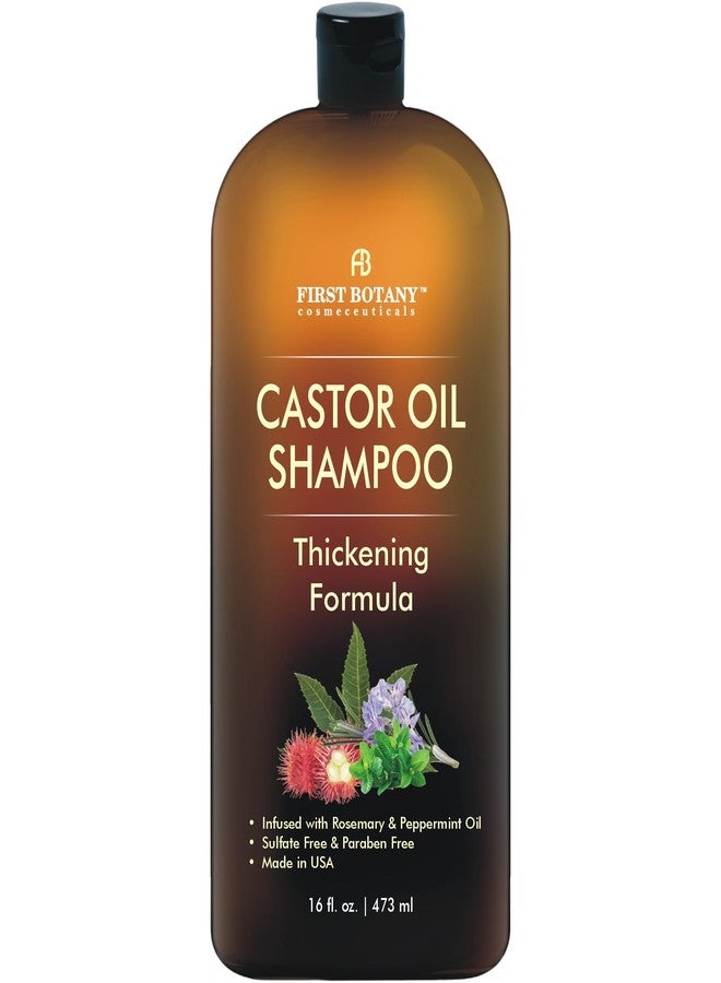 First Botany Castor Oil Shampoo - An Anti Hair Loss Shampoo Thickening formula For Hair Regrowth, Anti Thinning Sulfate Free For Men & Women Anti Dandruff Treatment 16 fl oz - Image 1