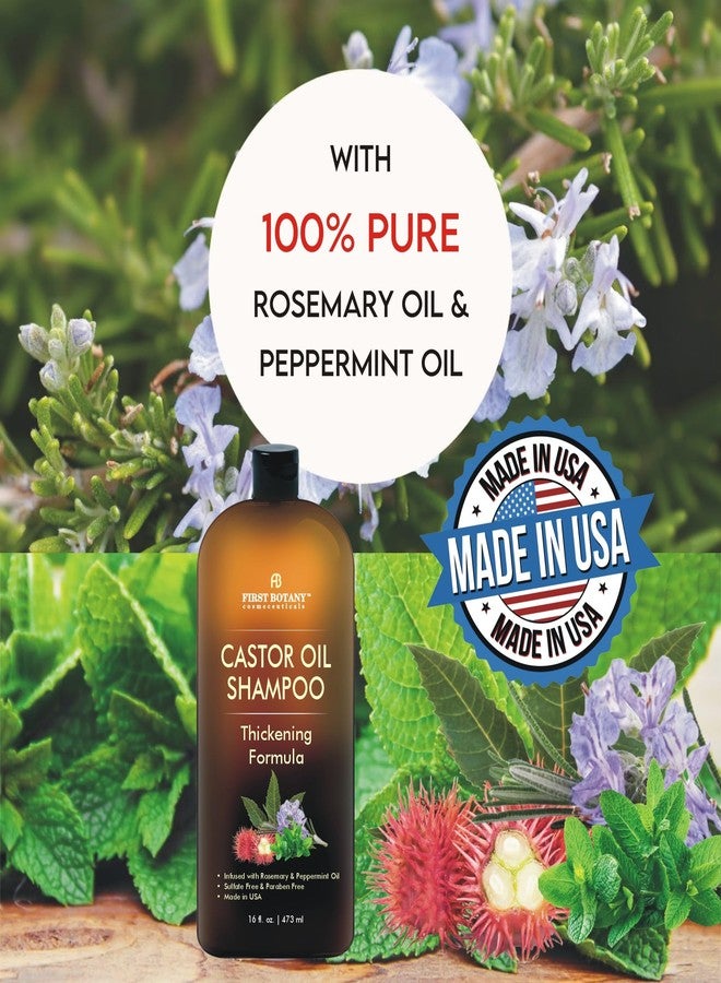 First Botany Castor Oil Shampoo - An Anti Hair Loss Shampoo Thickening formula For Hair Regrowth, Anti Thinning Sulfate Free For Men & Women Anti Dandruff Treatment 16 fl oz - Image 3