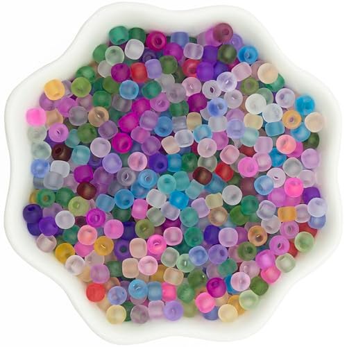 TACOLO 4mm Frosted Glass Beads Bulk 500pcs Small Round Beads for Jewelry Making 60 Colored Glass Seed Beads for Friendship Bracelet Pendants Key Chains Necklaces HairpinsMixed Color - Image 1