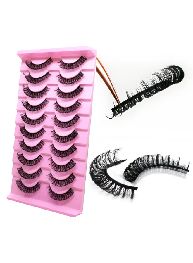 royaomis False Eyelash D Curl S46 10paris Faux Mink Mink Fur Silk Natural Pair Handmade Reusable DD Curl 3D Fluffy Wispy Fake Lashes - Image 3