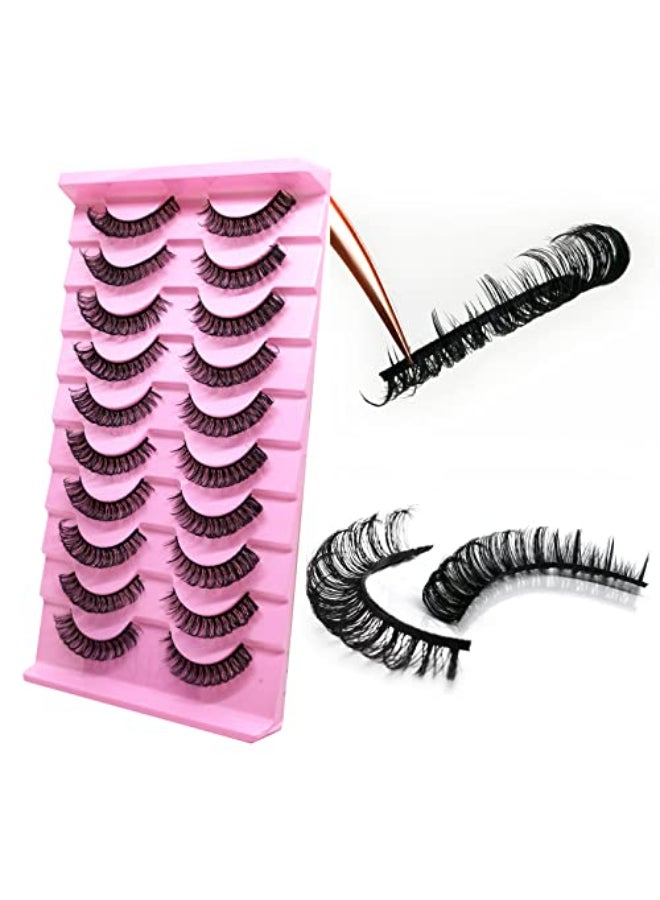 royaomis False Eyelash D Curl S46 10paris Faux Mink Mink Fur Silk Natural Pair Handmade Reusable DD Curl 3D Fluffy Wispy Fake Lashes - Image 1