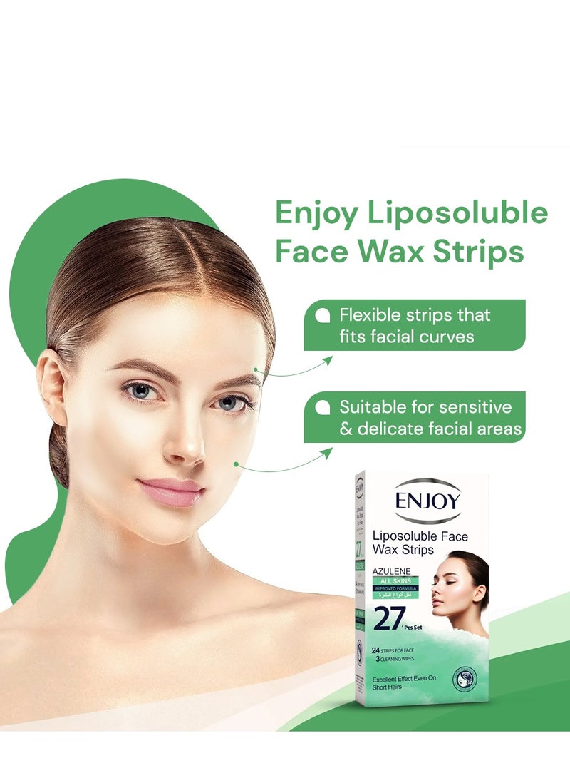 ENJOY Liposoluble Face Wax Strips – 27 Pcs | Azulene for All Skin Types | Gentle & Effective Facial Hair Removal - Image 4