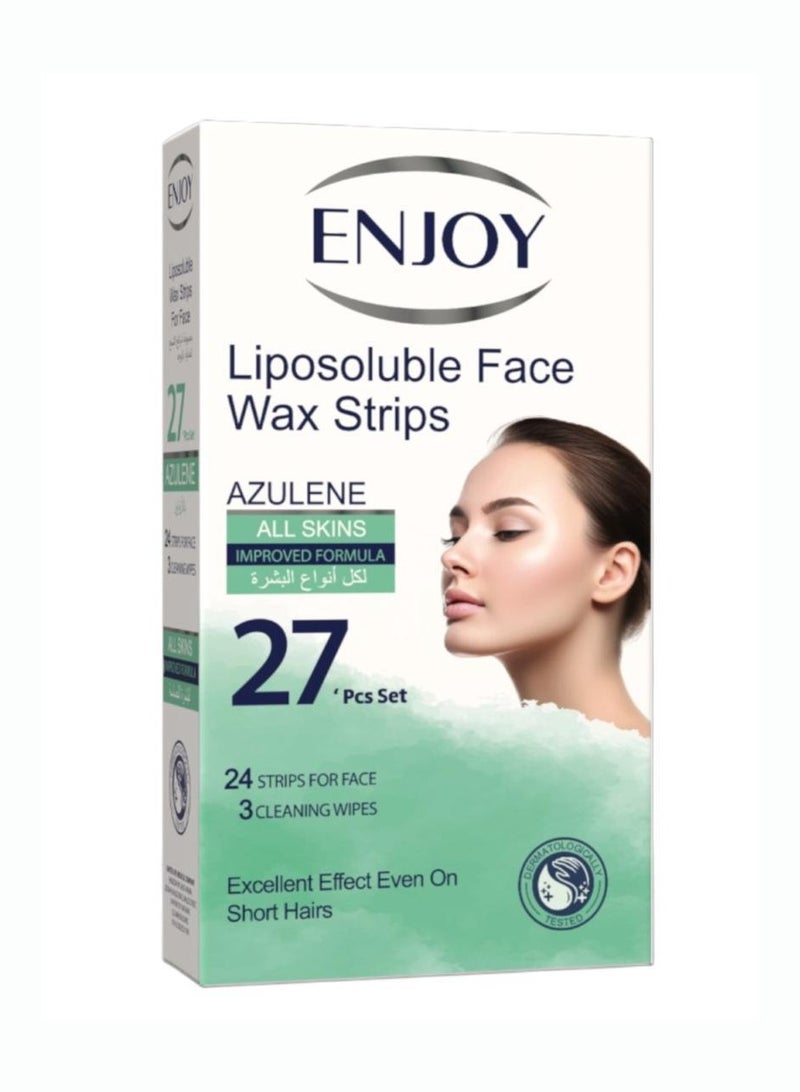 ENJOY Liposoluble Face Wax Strips – 27 Pcs | Azulene for All Skin Types | Gentle & Effective Facial Hair Removal - Image 1
