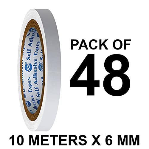 VCR Double Side Tissue Tape - 10 Meters in Length - 06mm / 0.25" Width - 48 Rolls Per Pack - Easy Tear for Double Sided Adhesive Use, Best for Arts, Crafts, Photography, Scrapbooking., White - Image 2