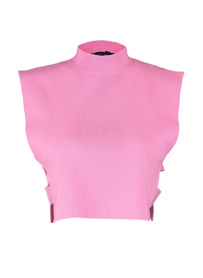 trendyol Side Split Crop Knitted Sweater