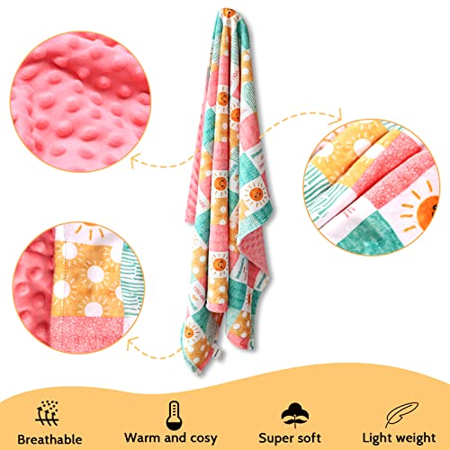 SWESEN Baby Blanket for Girls, Super Soft Double Layer Mink Blankets with Dotted Backing, Sun Smile Toddler Newborn Nursery Bed Blanket, You are My Sunshine Print Throw Blanket, 30 X 40 Inches - Image 3