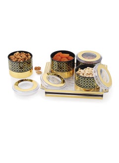 Nabhya Nabhya Fennel BIg Size Plastic Dry Fruit Set Box with Lid & Serving Tray, Storage Container,100% Air-Tight & Air Tight - Plastic Utility Container (Fennel 4pc-Gold)  - Image 1