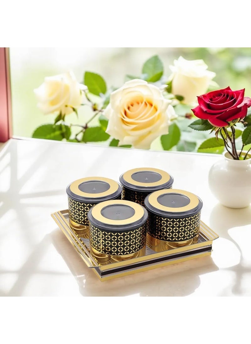 Nabhya - Nabhya Fennel BIg Size Plastic Dry Fruit Set Box with Lid & Serving Tray, Storage Container,100% Air-Tight & Air Tight - Plastic Utility Container (Fennel 4pc-Gold) - Image 1