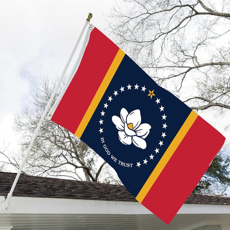ARSOF New Mississippi MS State Flag Double Sided 3x5 Outdoor Heavy Duty 3 Ply with Durable Canvas Header and 2 Brass Grommets Vivid Color - Image 2