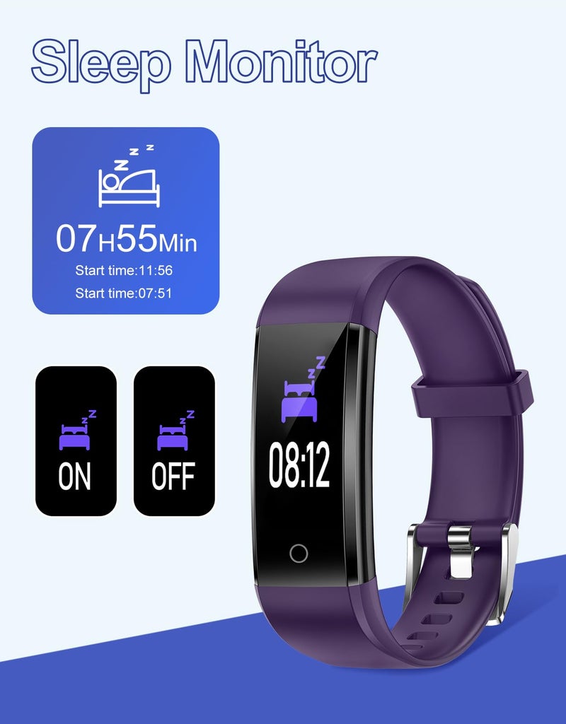 GRV Fitness Tracker Non Bluetooth Fitness Watch No App No Phone Required Waterproof Pedometer Watch with Steps Calories Counter Sleep Tracker for Men Women Parents (Purple) - Image 3