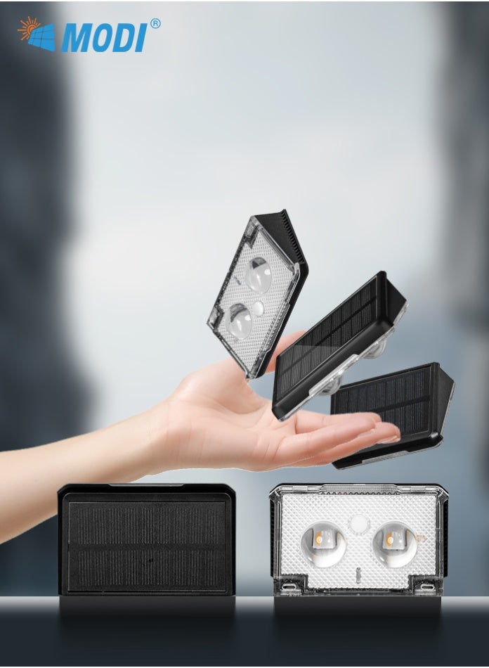 مودي مصباح حائط يعمل بالطاقة الشمسية 80×45 مم، مصباح حائط LED خارجي أبيض دافئ مع وضع إضاءة ثابت، مقاوم للماء، سياج حديقة، فناء، ضوء ليلي مزخرف - Image 5