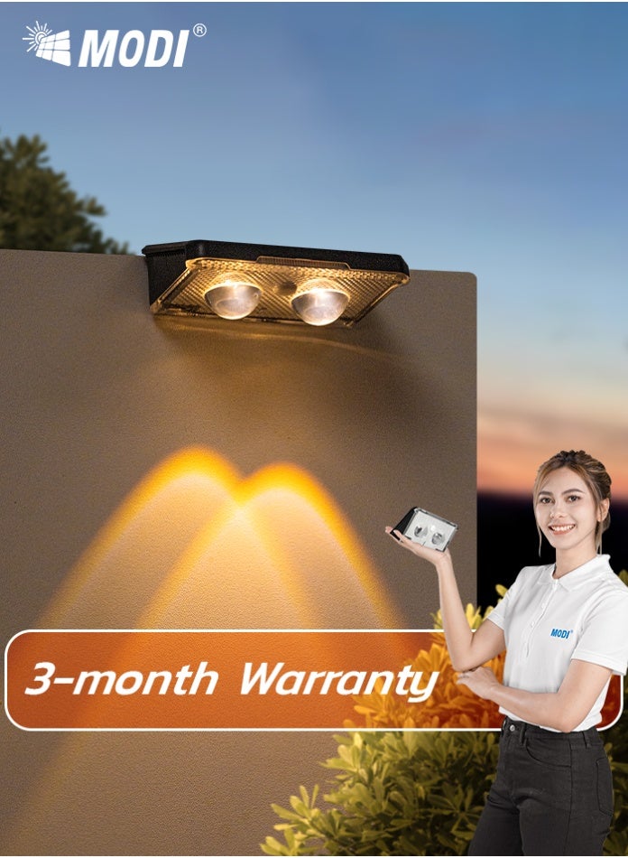 مودي مصباح حائط يعمل بالطاقة الشمسية 80×45 مم، مصباح حائط LED خارجي أبيض دافئ مع وضع إضاءة ثابت، مقاوم للماء، سياج حديقة، فناء، ضوء ليلي مزخرف - Image 1