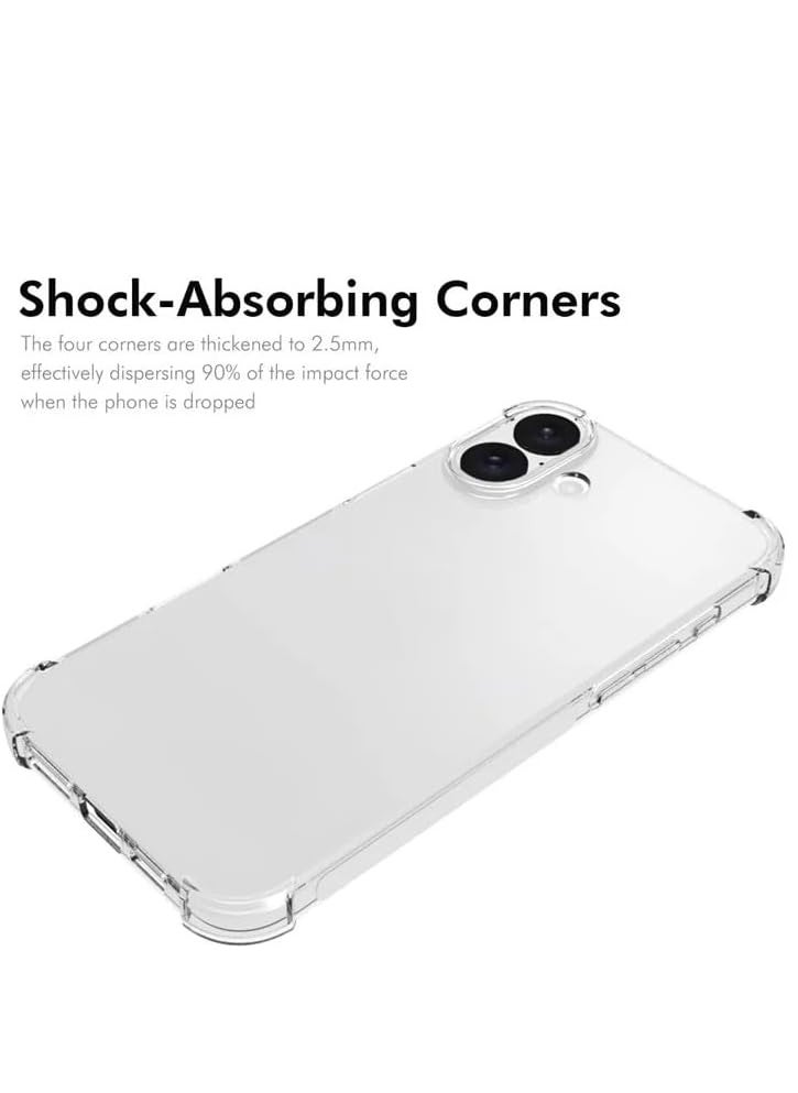 Denx - Clear Case Compatible with iPhone 16 Plus, Clear TPU Case with 4 Corners Shockproof Protection & Camera Protection Anti-Slip, For iPhone 16 Plus (Clear) - Image 1