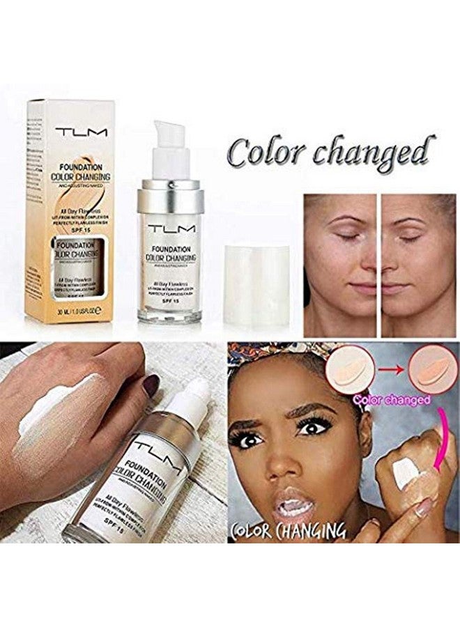 Tlm Flawless Colour Changing Liquid Foundation Makeup Base Nude Face Liquid Cover Concealernatural Sunscreen Nongreasy - Image 4