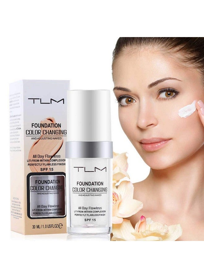 Tlm Flawless Colour Changing Liquid Foundation Makeup Base Nude Face Liquid Cover Concealernatural Sunscreen Nongreasy - Image 2