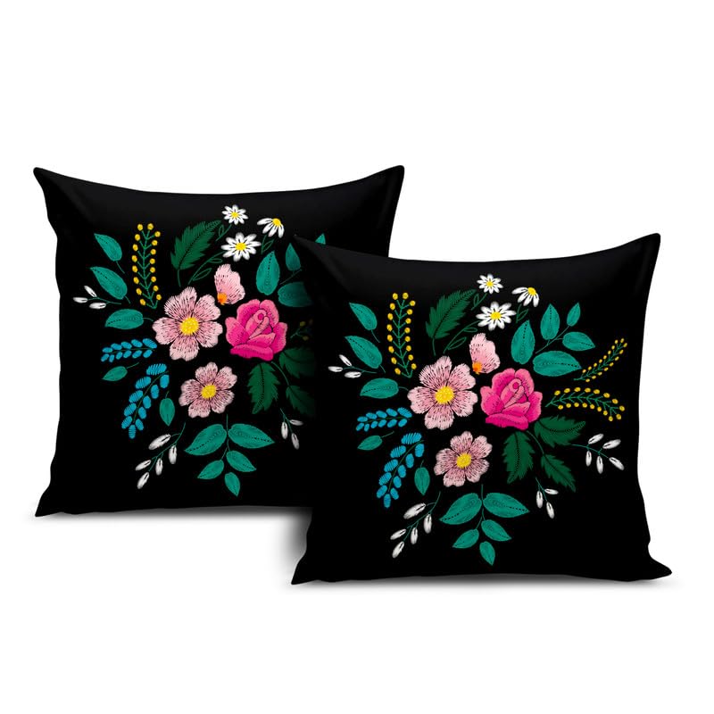 BMRGIFTS Jute Fabric Decorative Designer Printed 200 TC Cushion Cover Decorations For Sofa Living Room 12 X 12 Inch Set Of 2 Multi (CC1) - Image 3