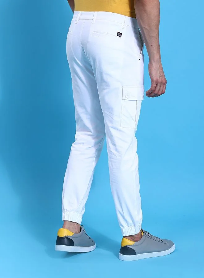The Indian Garage Co Men Slim Fit Solid Mid-Rise Cuffed Cargos
