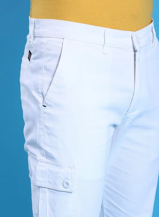 The Indian Garage Co Men Slim Fit Solid Mid-Rise Cuffed Cargos