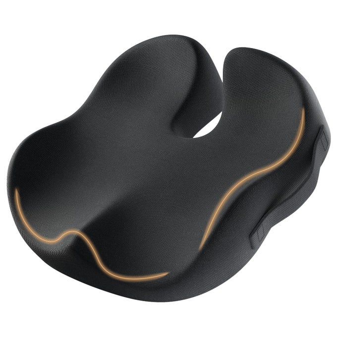 SEAT CUSHION OFFICE CHAIR CUSHION FOR SCIATICA COCCYX CUSHION ERGONOMIC MEMORY FOAM SEAT CUSHION FOR CAR HOME PRESSURE RELIEF PAD FOR HIP TAILBONE ALL DAY COMFORT BLACK