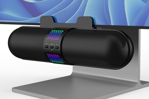 BESTISAN Computer Speaker, Bluetooth 5.3/Wired USB A/C Connection, 6 RGB Light Modes, Gaming Soundbar for PC/Laptop/Desktop, USB A/C Adapter, Loud Sound, Easily Clamps to Monitor, Convenient Controls - Image 1