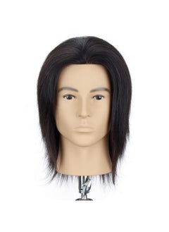 HAIR WAY Hairway Male Mannequin Head With 100% Human Hair 8 Inch Hairdresser Practice Cosmetology Styling Training Manikin Doll Head No Table Stand Clamp (Natural Black)  - Image 1