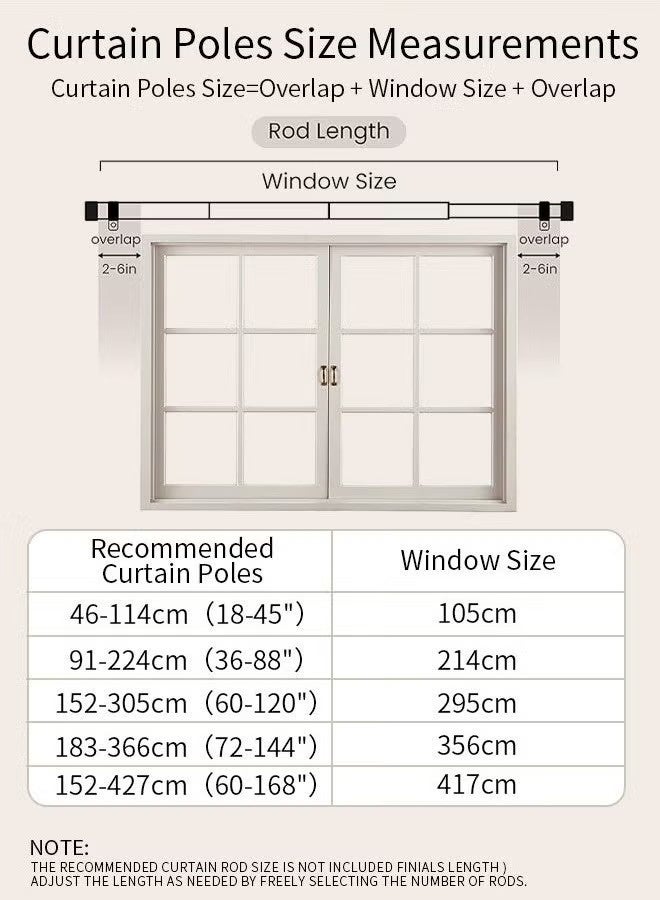 الضفدع الحقيقي مجموعة قضبان ستائر للستائر ذات العروة بقطر 25 مم، قضبان ستائر متينة مع حوامل قابلة للتعديل لغرفة النوم وغرفة المعيشة والمكتب (18-45 بوصة) - Image 3
