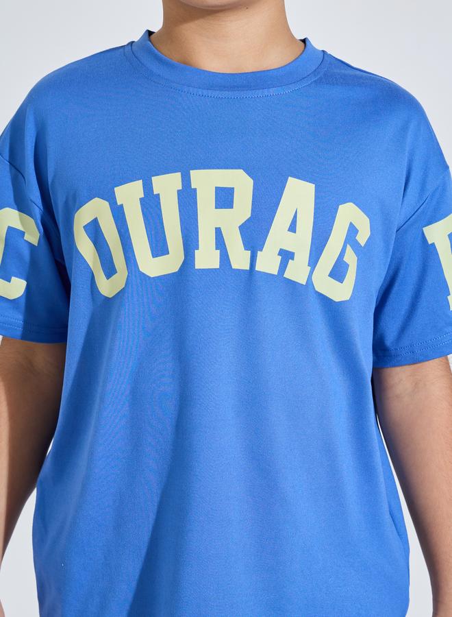 Styli Teen Boys Blue Printed T-Shirt and Cream Jogger Set - Image 3