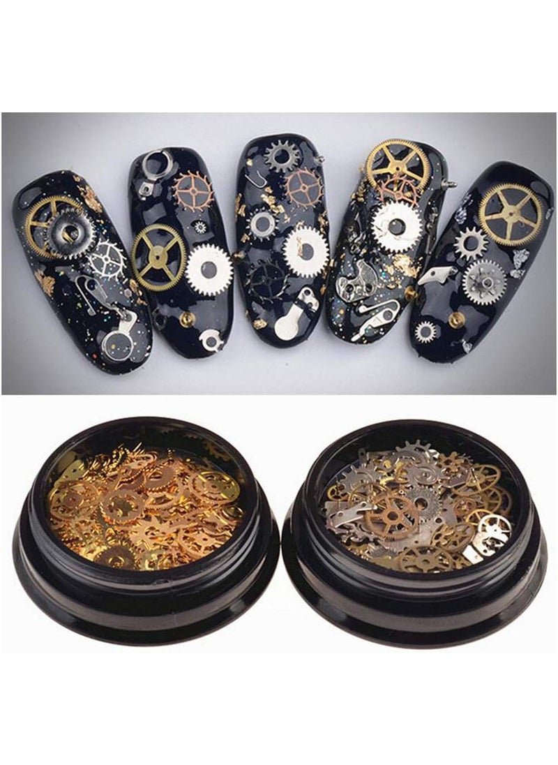 ericotry 1Box Steam Punk Encapsulated Nail Art Decal 3D Steampunk Nail Art Gear Cogs Nail Charms for Nail Art DIY Craft Jewelry Making 
