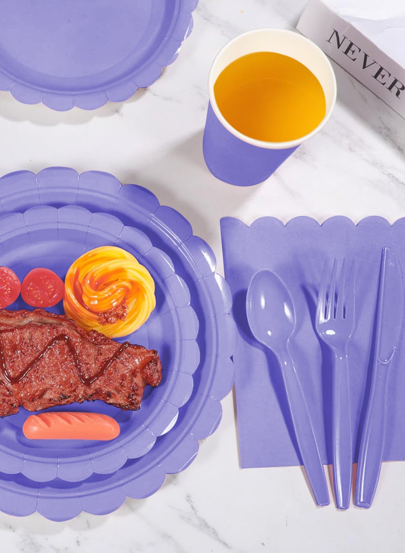 URbazaar 200 Pcs Plates and Napkins, Guest Spring Party Supplies Include Scalloped Paper Plates Napkins Cups Plastic Spoons Forks Knives Disposable Tableware Set for Baby Shower - Image 5