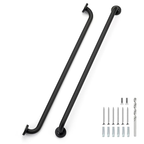 JOY DECOR 32 Inch Grab Bars for Shower Stainless Steel Safety Handicap Grab Bars for Bathroom AntiSlip Shower Handle Wall Mounted 2 Pack Matte Black - Image 1