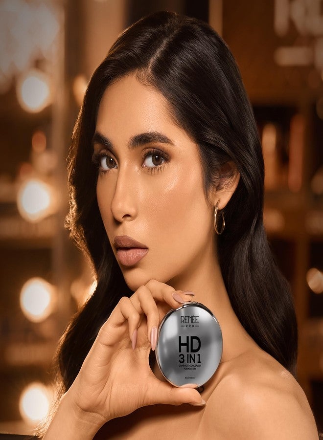رينيه بودرة رينيه برو إتش دي 3 في 1 المضغوطة - سابل 9 غرام، تعمل كخافي عيوب، وكريم أساس، وبودرة، مع عامل حماية من الشمس SPF 20، بلمسة نهائية مطفية، وتغطية عالية، وخفيفة للغاية وناعمة كالحرير، غنية بفيتامين E وC والصبار. - Image 3