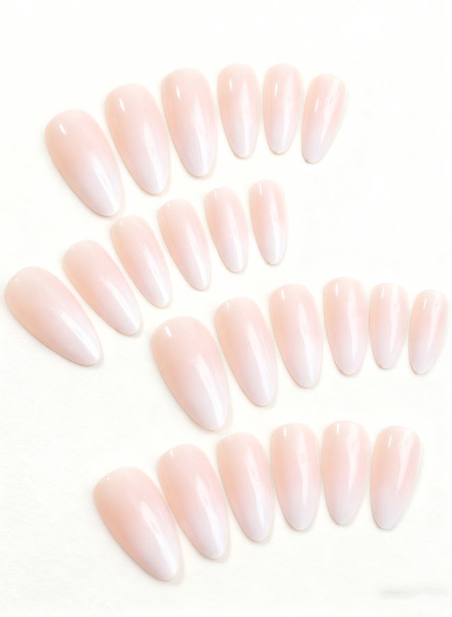 Happy D French Tip Press On Nails - Package Soft Gel French Fake Nails Short, Salon-quality Press On Nails, Seamless Glue-on Nails for Woman Nail Art Manicure - Image 4