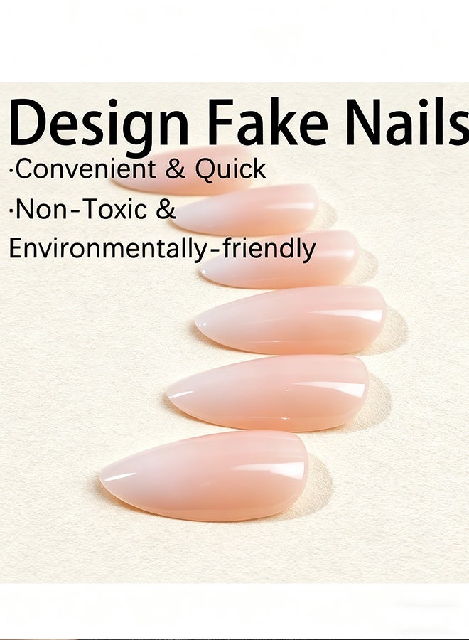 Happy D French Tip Press On Nails - Package Soft Gel French Fake Nails Short, Salon-quality Press On Nails, Seamless Glue-on Nails for Woman Nail Art Manicure - Image 3