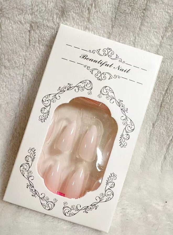 Happy D French Tip Press On Nails - Package Soft Gel French Fake Nails Short, Salon-quality Press On Nails, Seamless Glue-on Nails for Woman Nail Art Manicure - Image 5