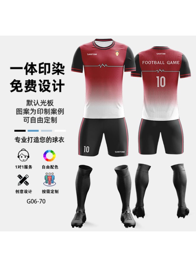 Men's and Kids' Quick-Dry Breathable Sports Training Game Football Jersey - Classic Model Z00019 Gradient Red