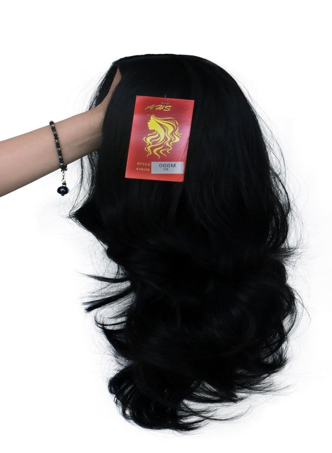 AHS 14-16 Inch Curly Wavy Middle Part Wig for Women, Short Natural Black Synthetic Heat Resistant Hair Wig with Net Cap, Stylish Everyday & Easy to Style Durable Wig - Image 3