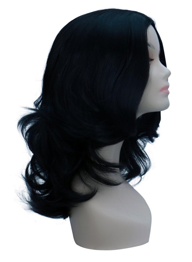 AHS 14-16 Inch Curly Wavy Middle Part Wig for Women, Short Natural Black Synthetic Heat Resistant Hair Wig with Net Cap, Stylish Everyday & Easy to Style Durable Wig - Image 4