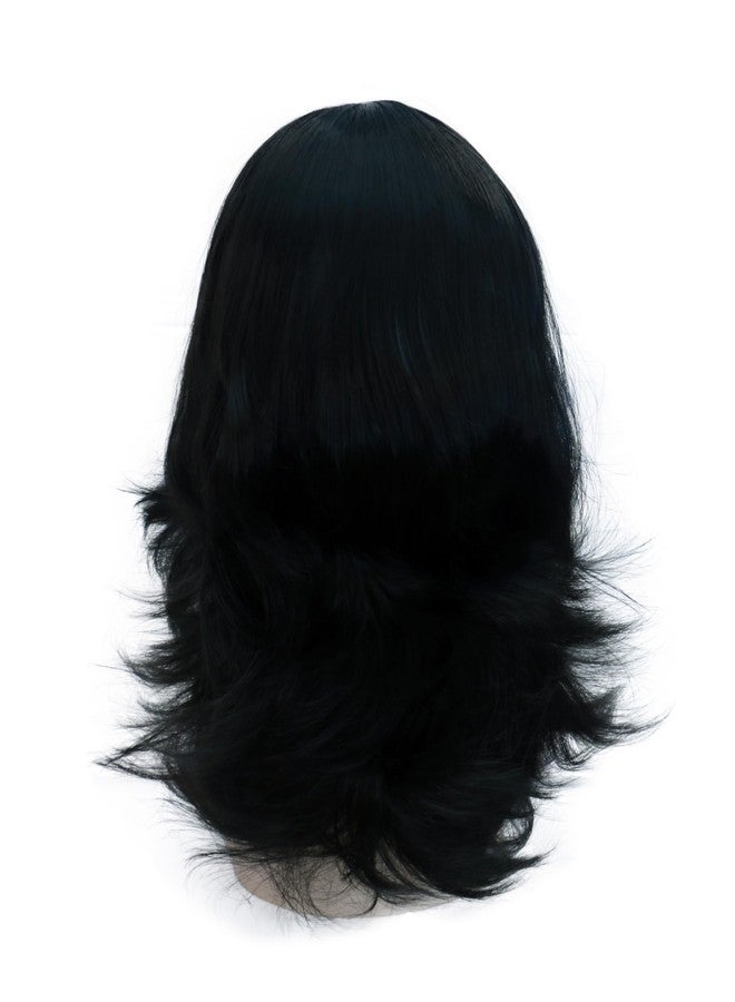 AHS 14-16 Inch Curly Wavy Middle Part Wig for Women, Short Natural Black Synthetic Heat Resistant Hair Wig with Net Cap, Stylish Everyday & Easy to Style Durable Wig - Image 2