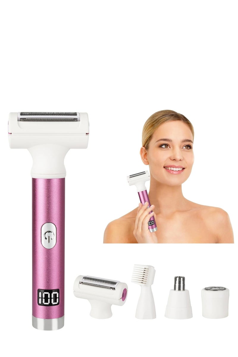 عام 2025 عرض LED شفاف كهربائي ، وحلاقة كهربائية رطبة وجافة الجمال ، والألم 4 في 1 شفرات غير مؤلمة في الجسم ، ومسجلين لسيدات من 3 لاعبة من أجل الساقين ، والذراع ، والإبط ، والبيكيني (الأرجواني) - Image 1