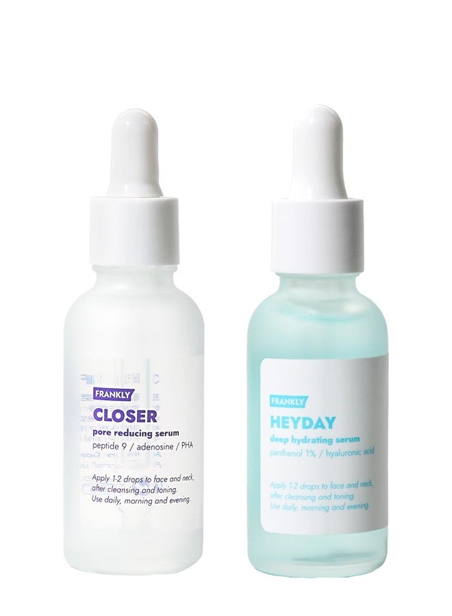 FRANKLY Hydration Power Duo: Heyday Serum & Closer Serum | Pore Minimizing & Hydration| Peptides, Panthenol & Hyaluronic Acid | Radiant, Dewy Skin| Anti-Aging | Vegan | Korean Skincare Set - Image 1