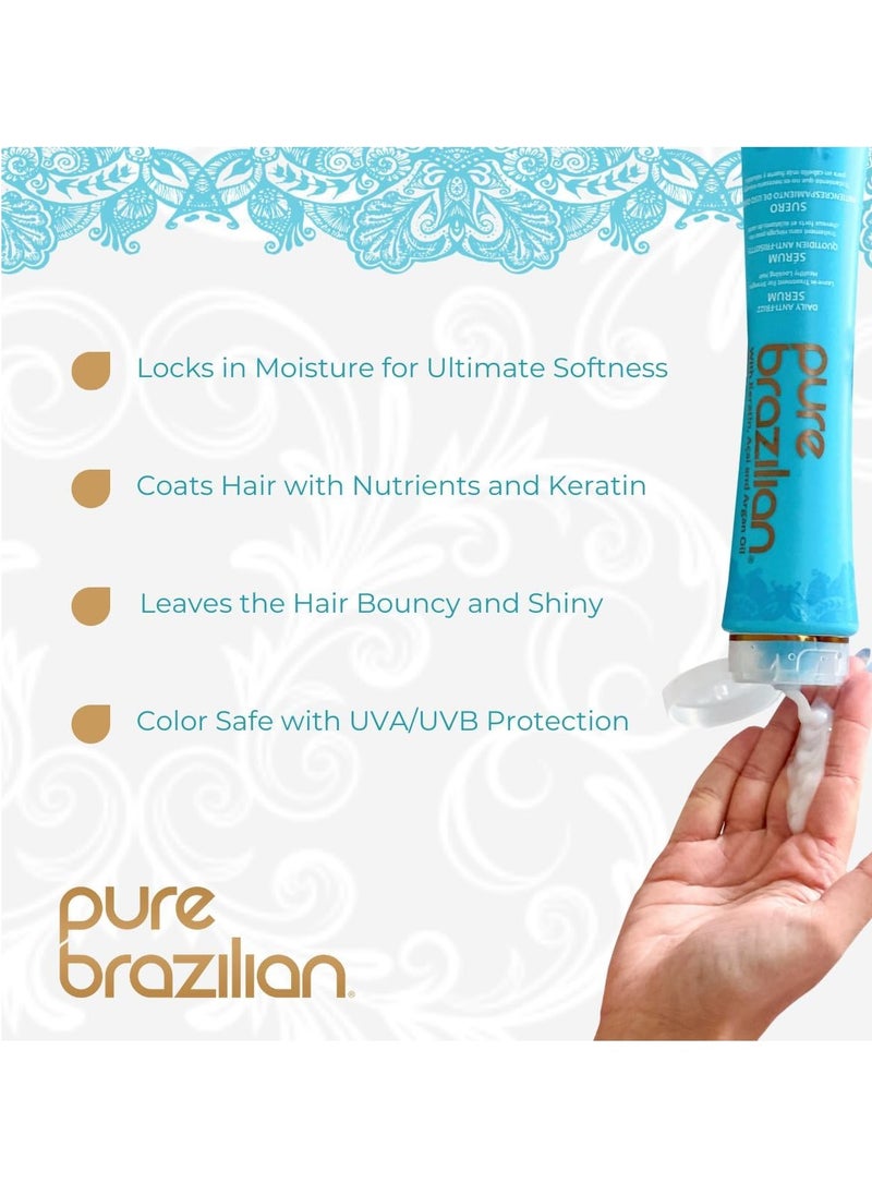 Pure Brazilian PURE BRAZILIAN Anti-frizz Daily Leave-in Serum - Strengthening Hair Treatment Formulated to Fortify and Protect Your Hair From Heat & UVA/UVB (13.5 Ounce / 400 Milliliter)  - Image 3