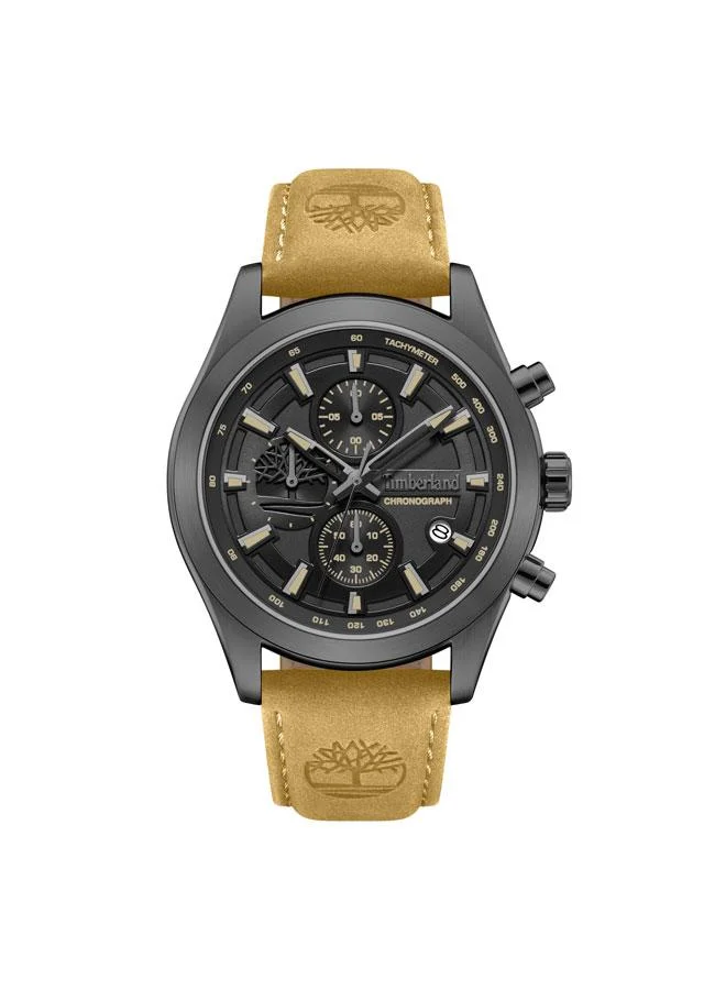 تمبرلاند Ashmont Black Dial Leather Strap Chronograph Watch for Men, 44mm