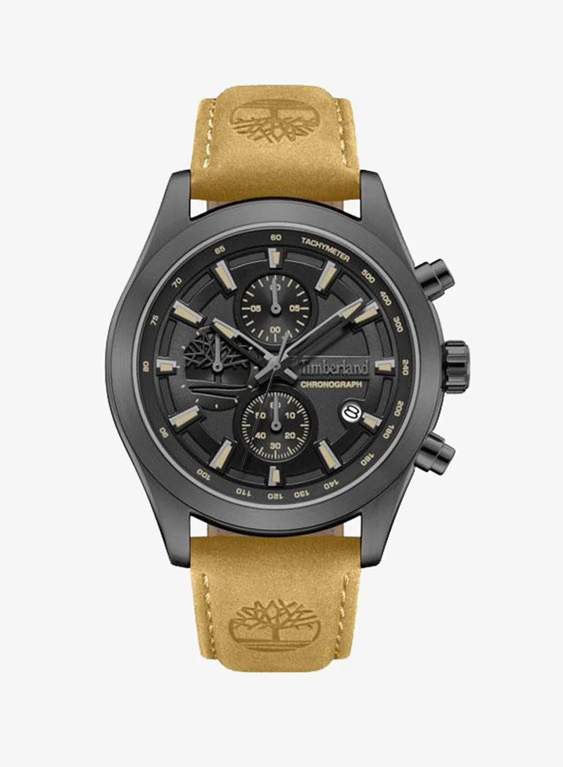 تمبرلاند Ashmont Black Dial Leather Strap Chronograph Watch for Men, 44mm
