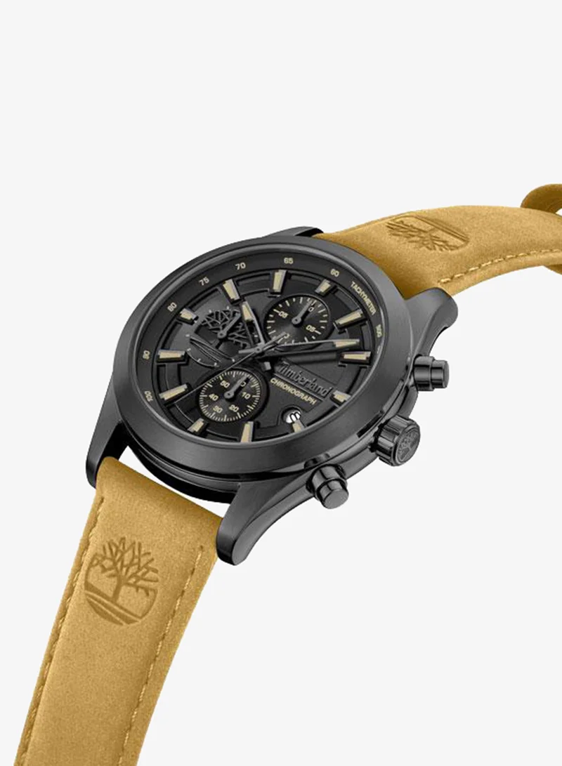 تمبرلاند Ashmont Black Dial Leather Strap Chronograph Watch for Men, 44mm