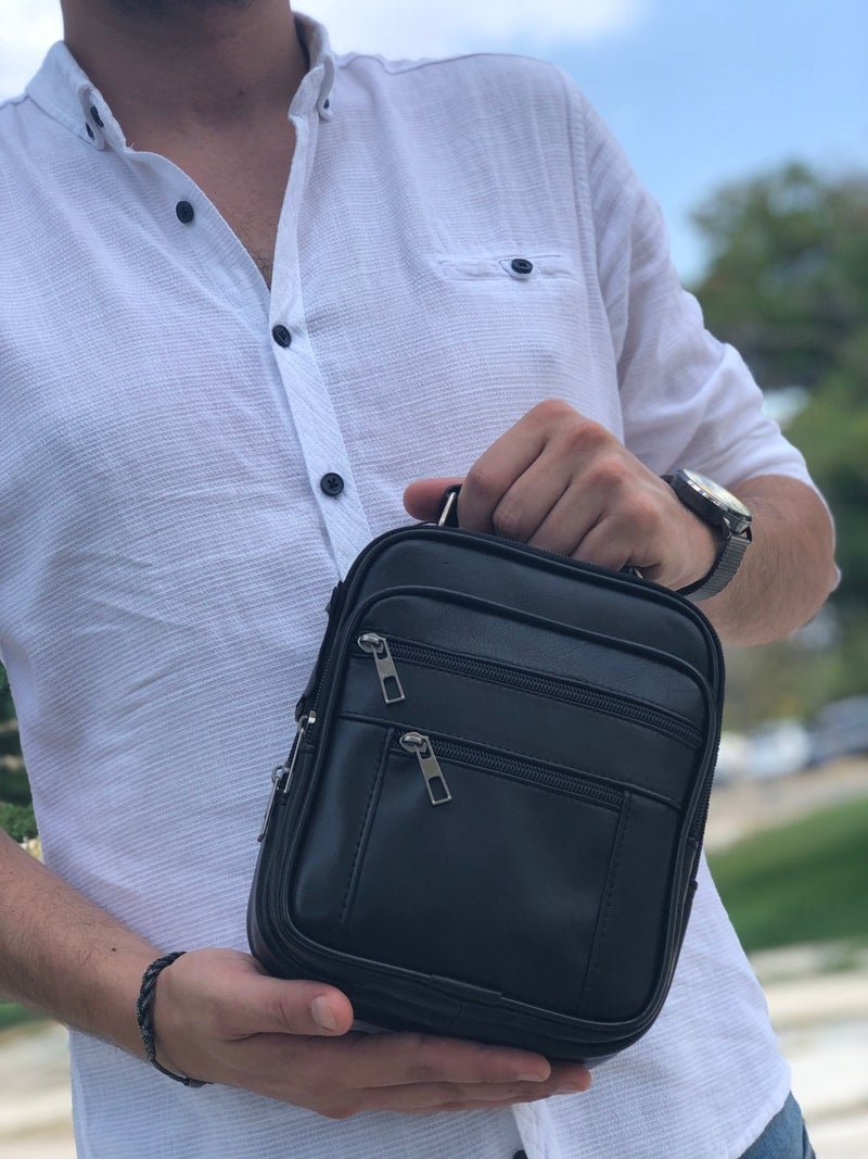 Derius Boss Steel Case Medium Size Black Men's Hand and Shoulder Bag (GENUINE LEATHER)  - Image 4