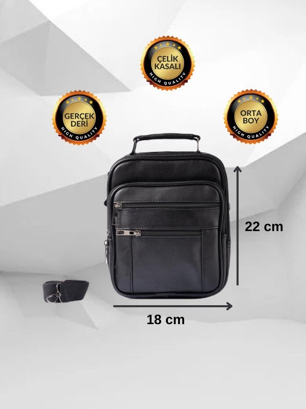 Derius Boss Steel Case Medium Size Black Men's Hand and Shoulder Bag (GENUINE LEATHER)  - Image 5