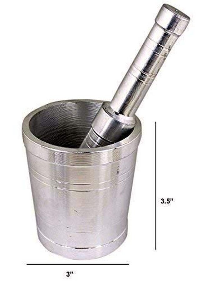 RJ Kitchenware Store Okhali and Musal Mortar Pestle Set - Small Size Aluminium Okhli Kitchen Masher for Vegetables, Coconut - Khal Batta/Khallad/Khalbatta, 8 Cm - Image 3