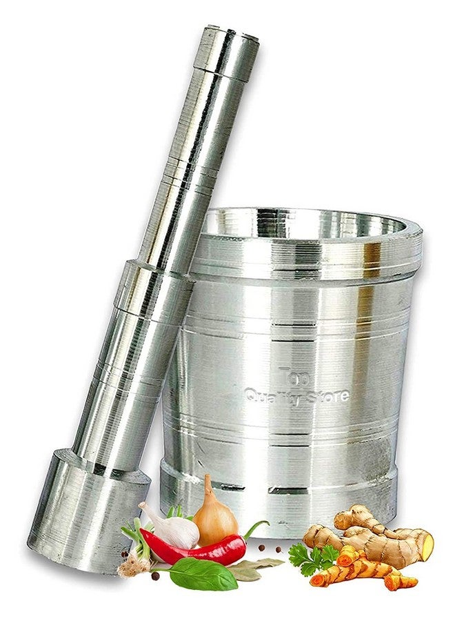 RJ Kitchenware Store Okhali and Musal Mortar Pestle Set - Small Size Aluminium Okhli Kitchen Masher for Vegetables, Coconut - Khal Batta/Khallad/Khalbatta, 8 Cm - Image 1